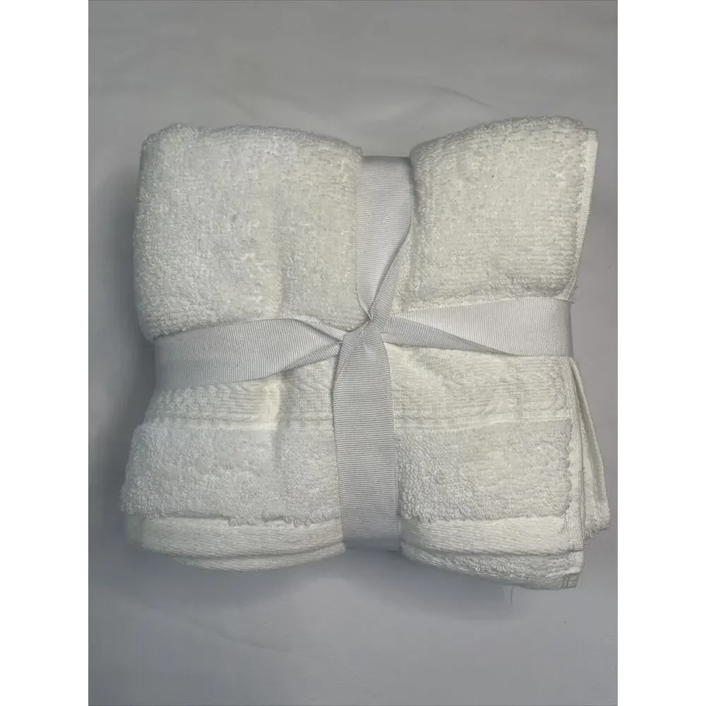 Martha Stewart Plush Hand Towels Everyday White 16x30 Inch Cotton Set of 2